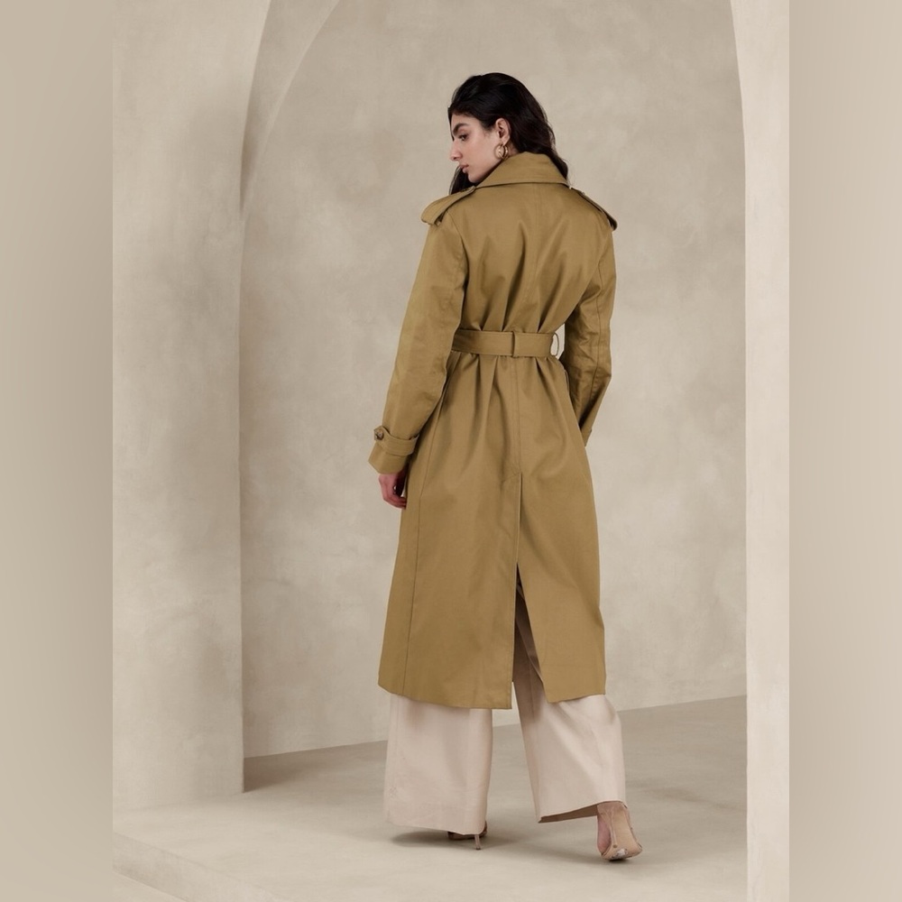 Banana Republic‎ timeless Trench Coat long in Black WATER RESISTANT - Picture 13 of 16